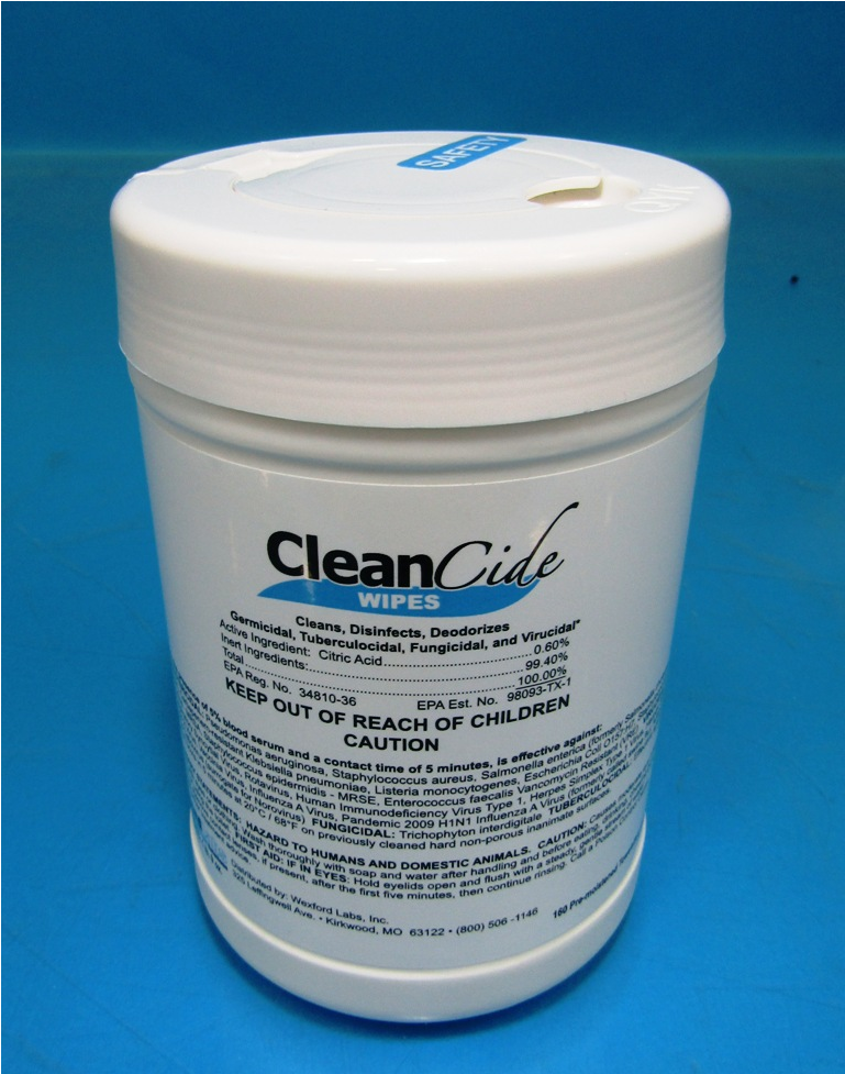 Wexford Labs Citric Acid Surface Disinfecting Wipes CleanCide 934082
