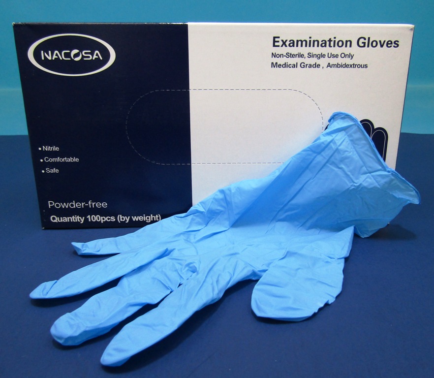 Nacosa Nitrile Exam Glove Blue, powderfree, 4 mil 934210 Used