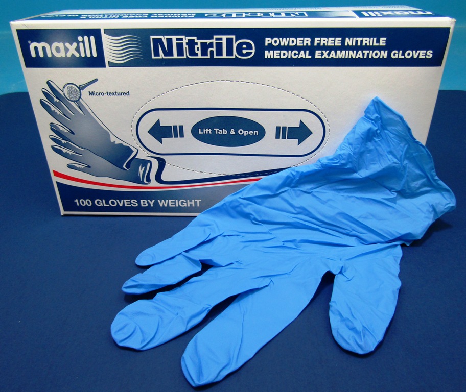Maxill Nitrile Exam Glove Blue, powder-free, 6 mil 934436 | Used ...